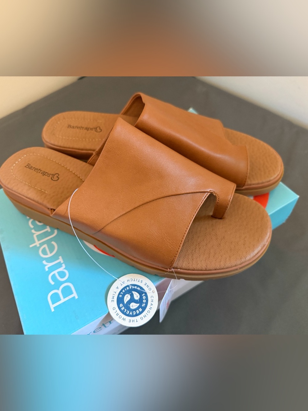 BareTraps Cognac Slide Sandals